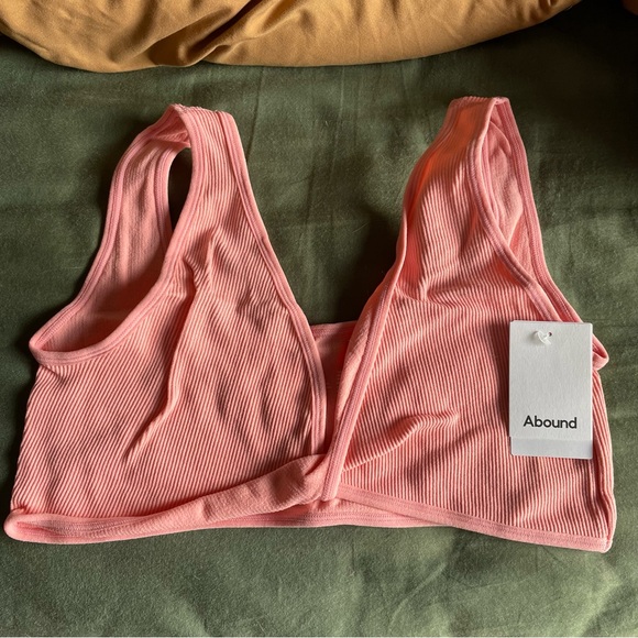 NWT! Abound Pink Ribbed Stretch Soft Sports Bra - Picture 1 of 5